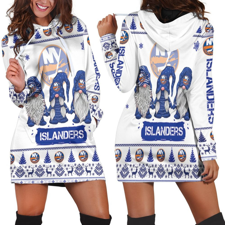 Christmas Gnomes New York Islanders Ugly Sweatshirt Christmas 3d Hoodie Dress Sweater Dress Sweatshirt Dress - 1