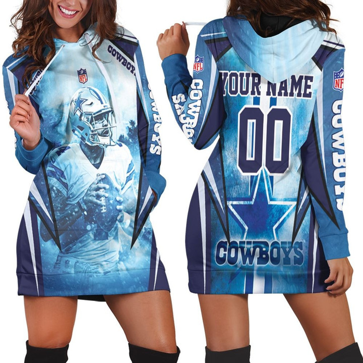 Dallas Cowboys Dak Prescott 4 3d Personalized Hoodie Dress Sweater Dress Sweatshirt Dress - 1