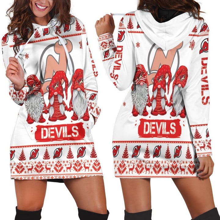 Christmas Gnomes New Jersey Devils Ugly Sweatshirt Christmas 3d Hoodie Dress Sweater Dress Sweatshirt Dress - 1