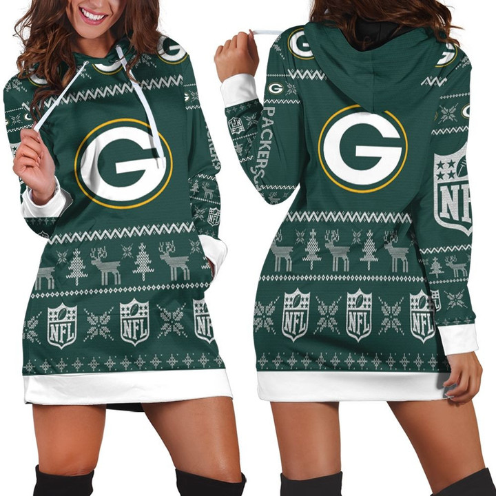 Green Bay Packers Nfl Ugly Sweatshirt Christmas 3d Hoodie Dress Sweater Dress Sweatshirt Dress - 1