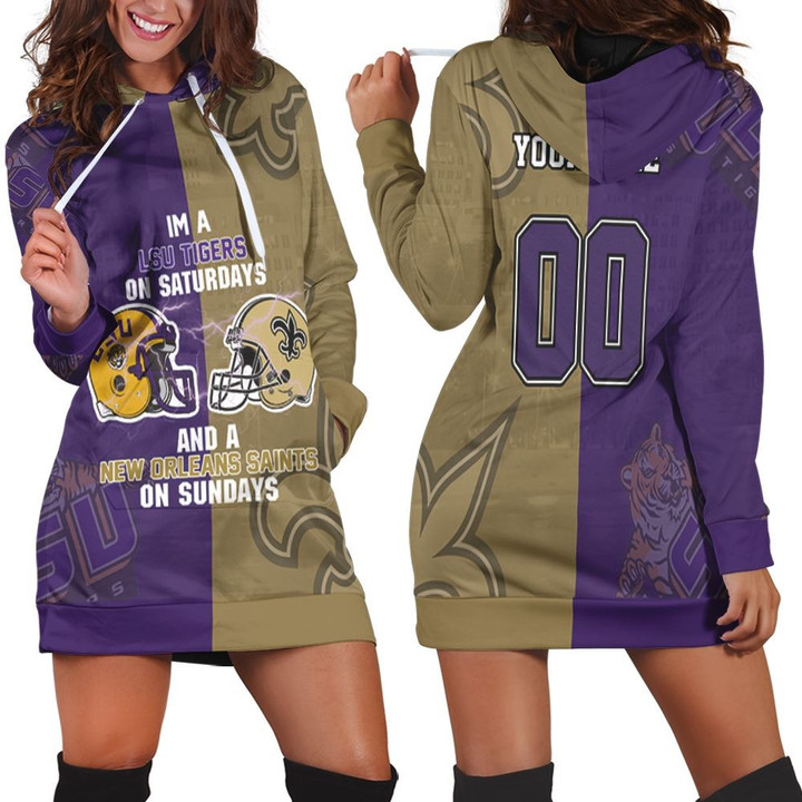 Lsu Tigers On Saturdays And New Orleans Saints On Sundays Fan 3d Hoodie Dress Sweater Dress Sweatshirt Dress - 1