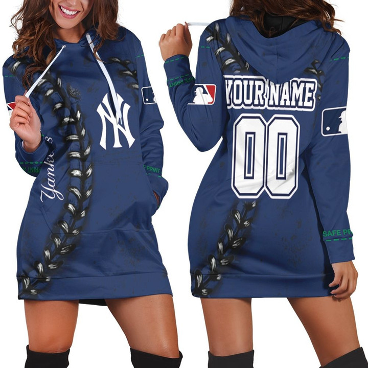 New York Yankees Baseball Sewing Pattern 3d Personalized Hoodie Dress Sweater Dress Sweatshirt Dress - 1