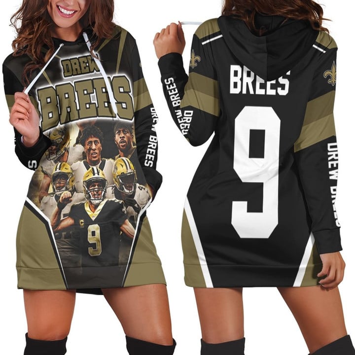 Drew Brees New Orleans Saints Team Hoodie Dress Sweater Dress Sweatshirt Dress - 1