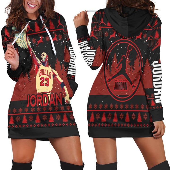 Michael Jordan Jump Shot Christmas Decor Hoodie Dress Sweater Dress Sweatshirt Dress - 1