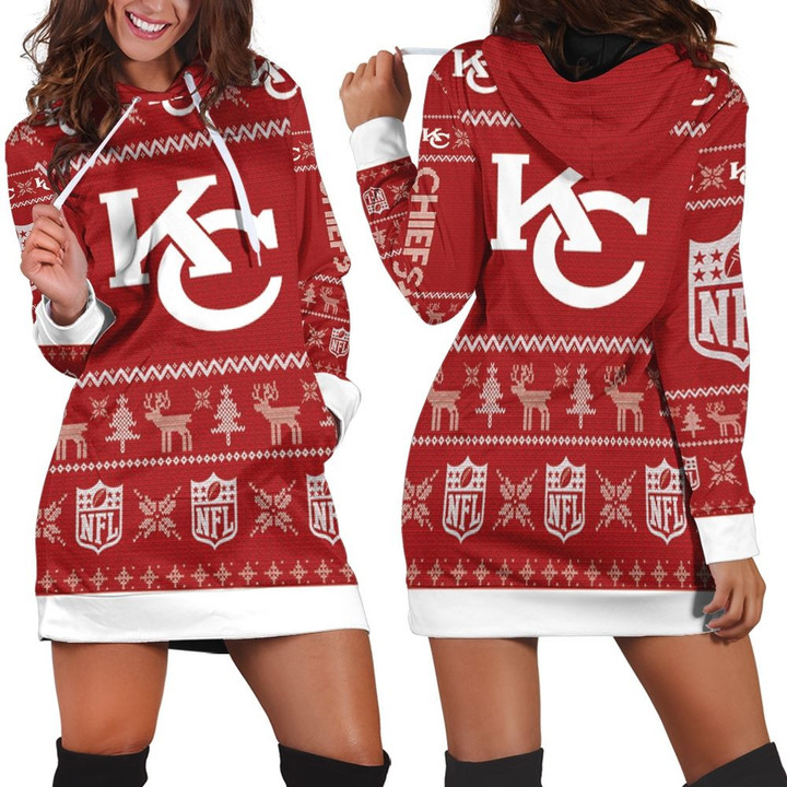 Kansas City Chiefs Ugly Sweatshirt Christmas 3d Hoodie Dress Sweater Dress Sweatshirt Dress - 1