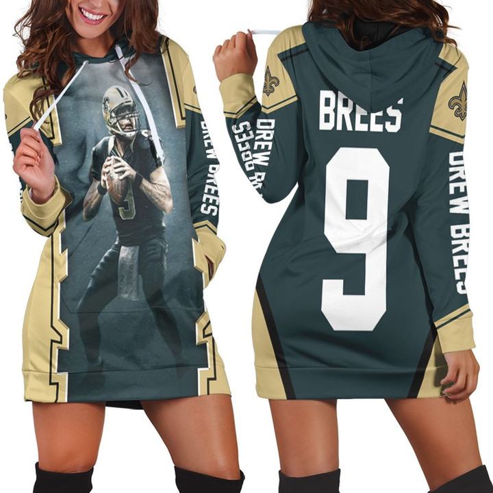 Drew Brees New Orleans Saints Dark Hoodie Dress Sweater Dress Sweatshirt Dress - 1