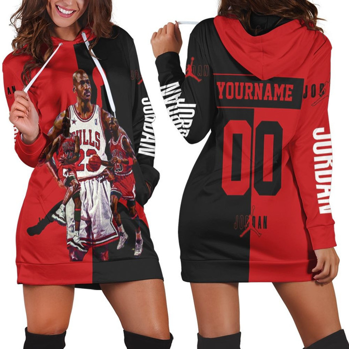 Michael Jordan Chigago Bulls 23 Legend Personalized Hoodie Dress Sweater Dress Sweatshirt Dress - 1