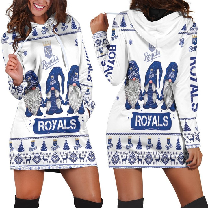 Christmas Gnomes Kansas City Royals Ugly Sweatshirt Christmas 3d Hoodie Dress Sweater Dress Sweatshirt Dress - 1