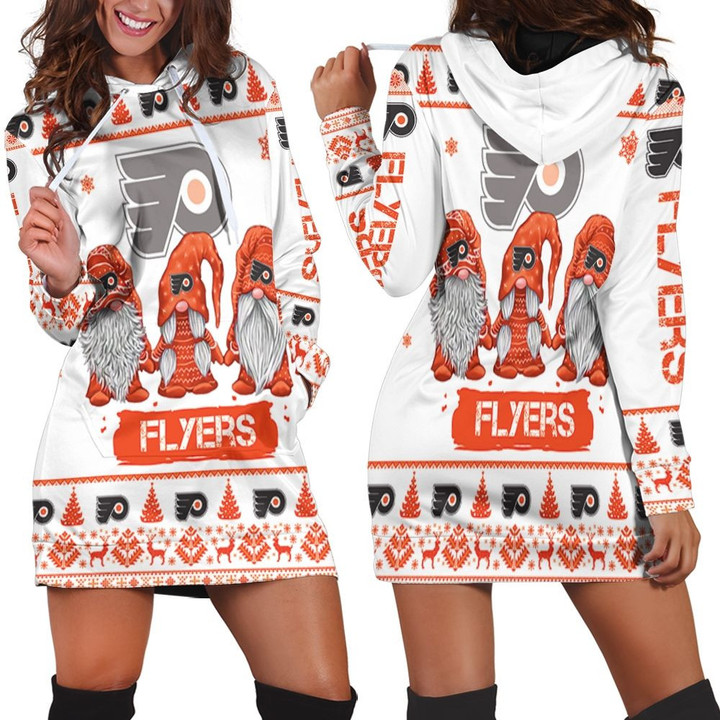 Christmas Gnomes Philadelphia Flyers Ugly Sweatshirt Christmas 3d Hoodie Dress Sweater Dress Sweatshirt Dress - 1