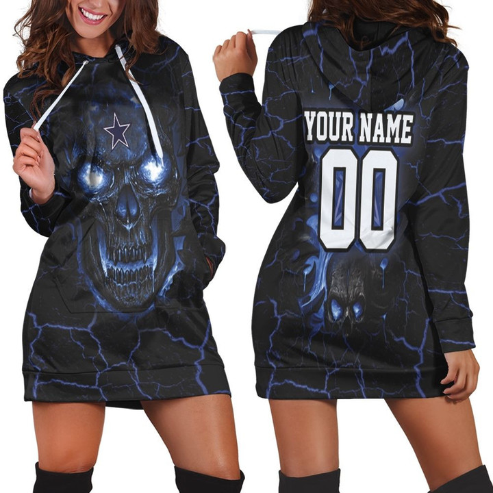 Dallas Cowboys Skull 3d Personalized Hoodie Dress Sweater Dress Sweatshirt Dress - 1