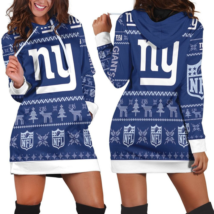 New York Giants Nfl Ugly Sweatshirt Christmas 3d Hoodie Dress Sweater Dress Sweatshirt Dress - 1
