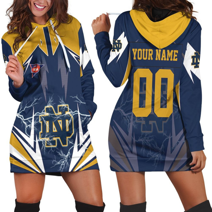 Ncaa Notre Dame Fighting Irish Lightning 3d Personalized 1 Hoodie Dress Sweater Dress Sweatshirt Dress - 1