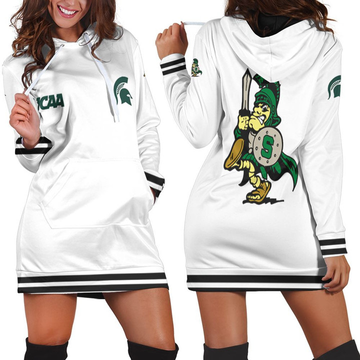 Michigan State Spartans Ncaa Classic White With Mascot Logo Gift For Michigan State Spartans Fans Hoodie Dress Sweater Dress Sweatshirt Dress - 1