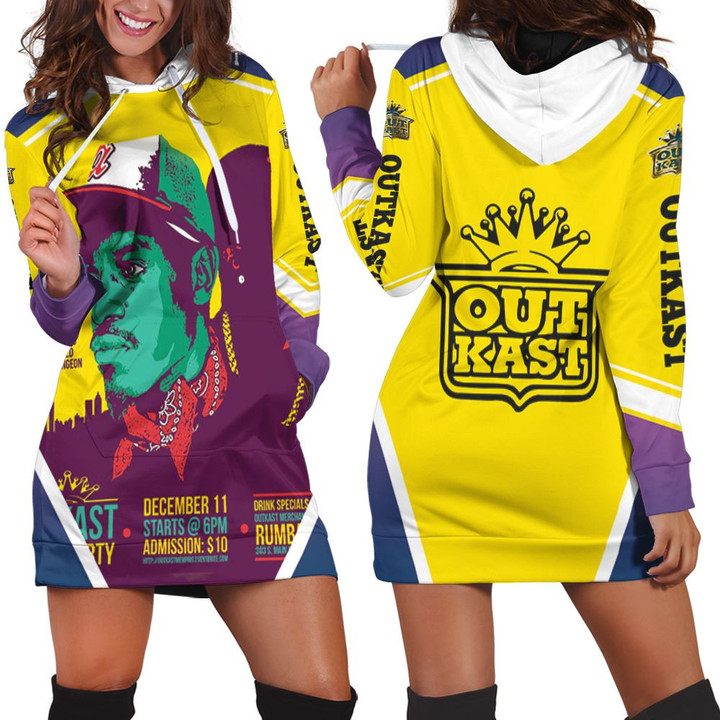 Outkast Watch Party Graffiti Style Hoodie Dress Sweater Dress Sweatshirt Dress - 1