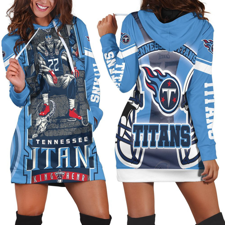 King Derrick Henry 22 Tennessee Titans Afc Sotuh Division Champions Super Bowl 2021 Hoodie Dress Sweater Dress Sweatshirt Dress - 1