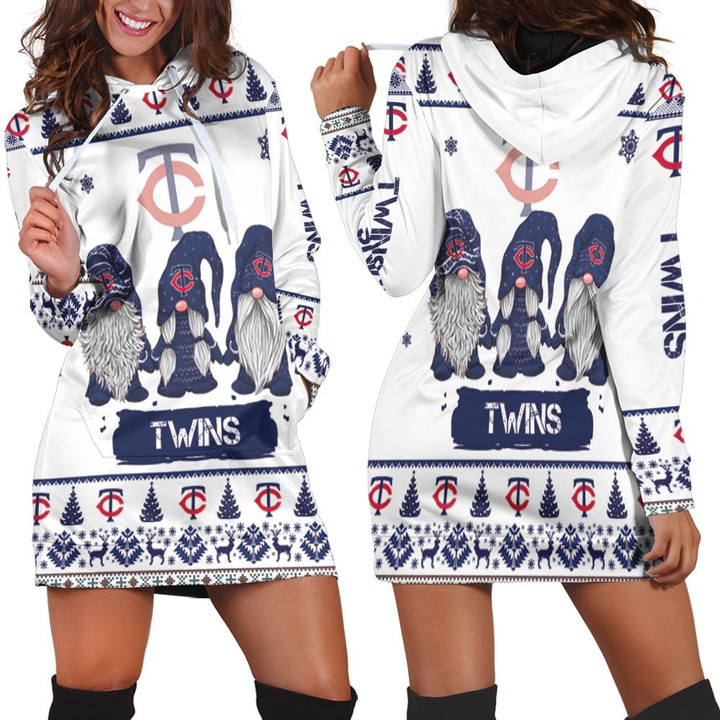Christmas Gnomes Minnesota Twins Ugly Sweatshirt Christmas 3d Hoodie Dress Sweater Dress Sweatshirt Dress - 1