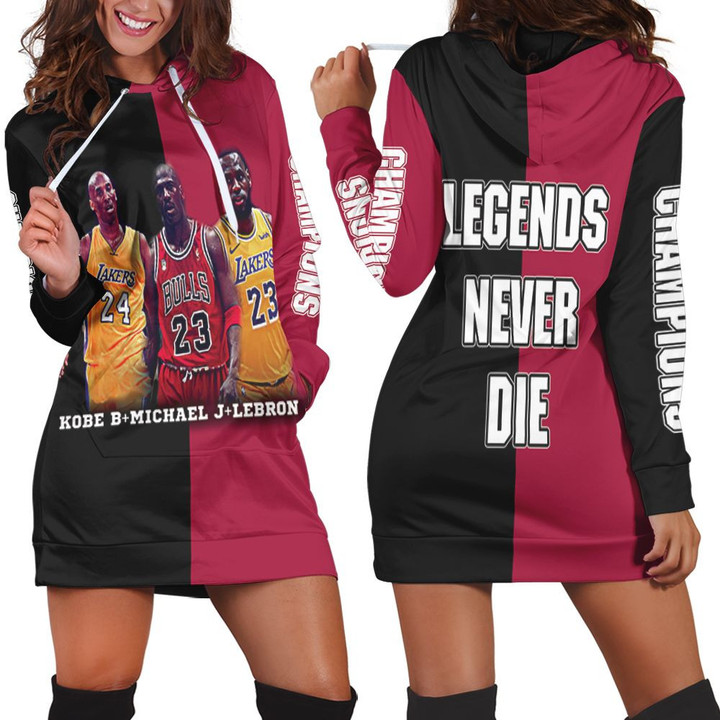Kobe Bryant Michael J Lebron James Champions Legends Never Die Hoodie Dress Sweater Dress Sweatshirt Dress - 1