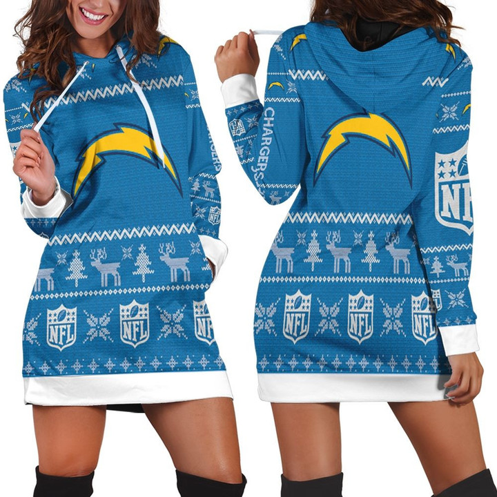 Los Angeles Chargers Ugly Sweatshirt Christmas 3d Hoodie Dress Sweater Dress Sweatshirt Dress - 1