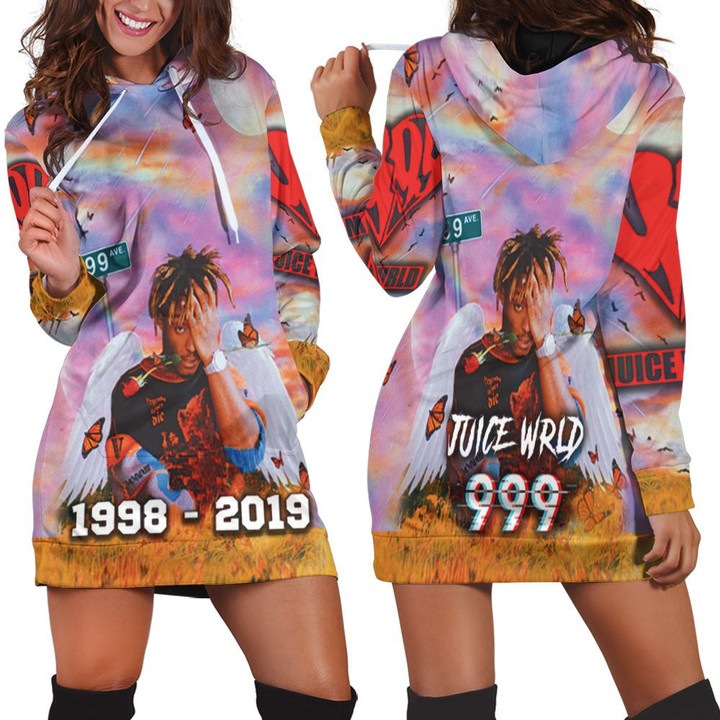 Juice Wrld 999 Ave Butterfly On Juice World Paradise Hoodie Dress Sweater Dress Sweatshirt Dress - 1