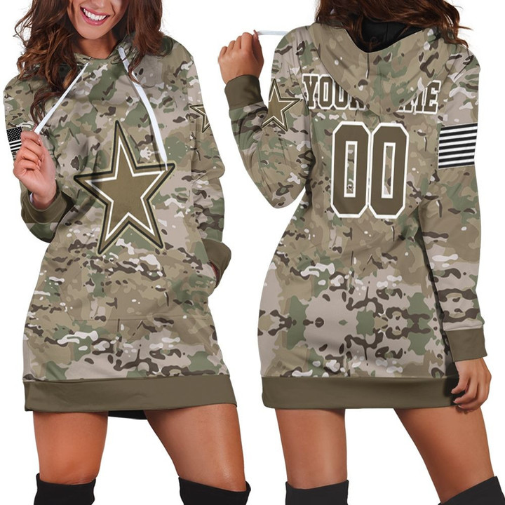 Dallas Cowboys Camouflage Pattern 3d Personalized Hoodie Dress Sweater Dress Sweatshirt Dress - 1