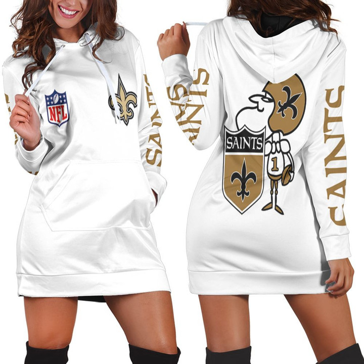 New Orleans Saints Nfl Bomber Jacket 3d Jersey Hoodie Dress Sweater Dress Sweatshirt Dress - 1