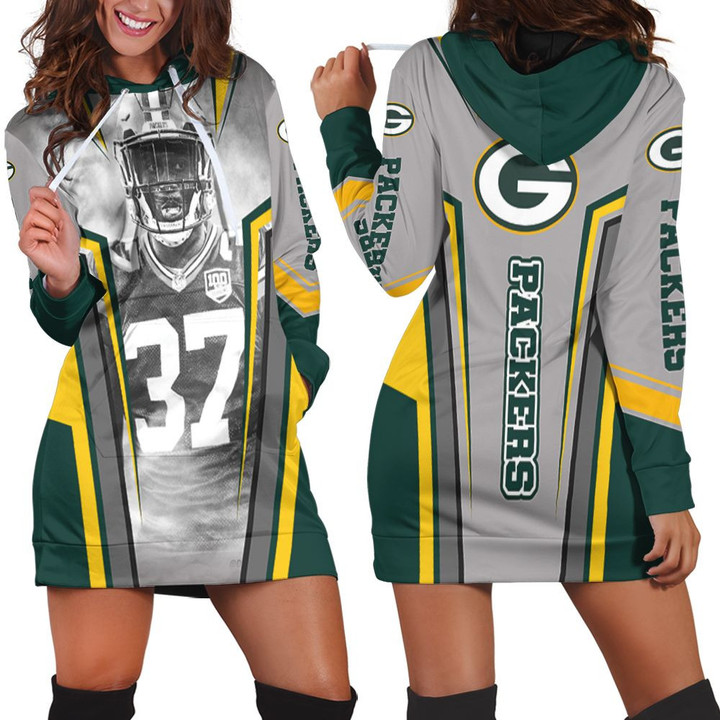 Green Bay Packers Josh Jackson 37 For Fans Hoodie Dress Sweater Dress Sweatshirt Dress - 1