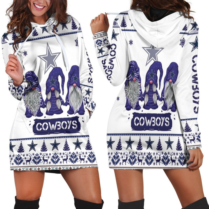 Christmas Gnomes Dallas Cowboys Ugly Sweatshirt Christmas 3d Hoodie Dress Sweater Dress Sweatshirt Dress - 1