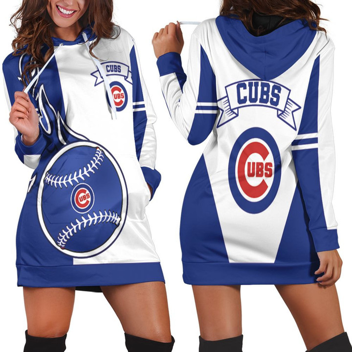 Chicago Cubs 3d Hoodie Dress Sweater Dress Sweatshirt Dress - 1