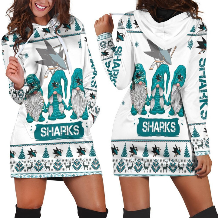Christmas Gnomes San Jose Sharks Ugly Sweatshirt Christmas 3d Hoodie Dress Sweater Dress Sweatshirt Dress - 1