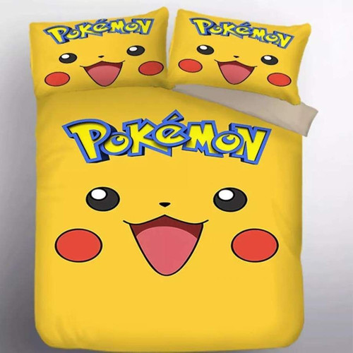 Pikachu Pokemon Anime Bed Set Cute Custom Bedding