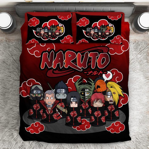 Akatsuki Organization Naruto Anime Bed Set Chibi Custom Bedding