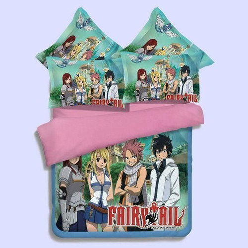 Fairy Tail Bed Set Green Natsu Anime Bedding