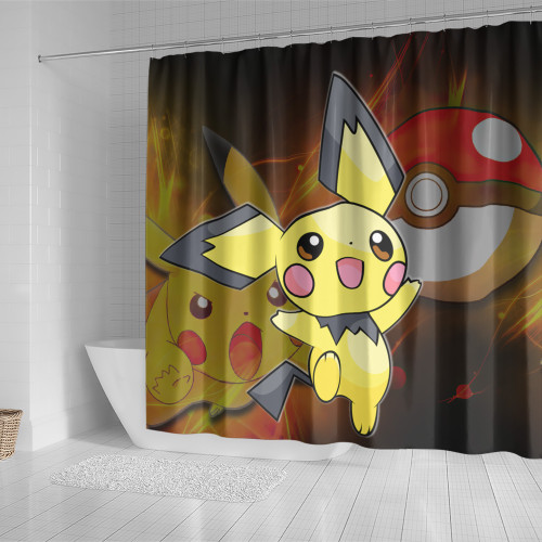 Pokémon Shower Curtain Custom Pikachu Character Design