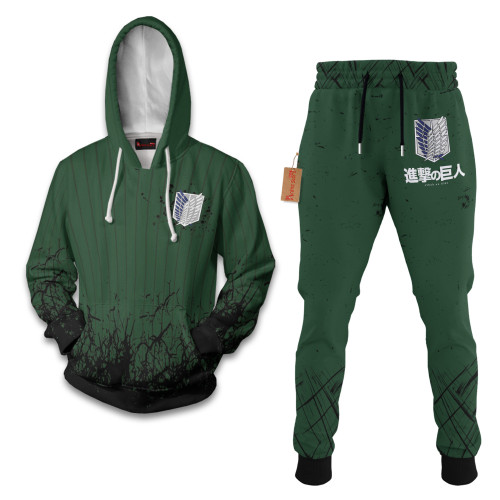 Survey Corps Green Attack On Titan Hoodie And Jogger Set Anime Clothes