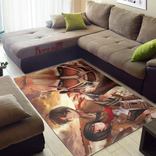 Attack On Titan Rug Eren and Mikasa AOT Anime Carpet Floor Mats