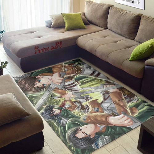Attack On Titan Rug Levi and Eren and Mikasa AOT Anime Carpet Floor Mats