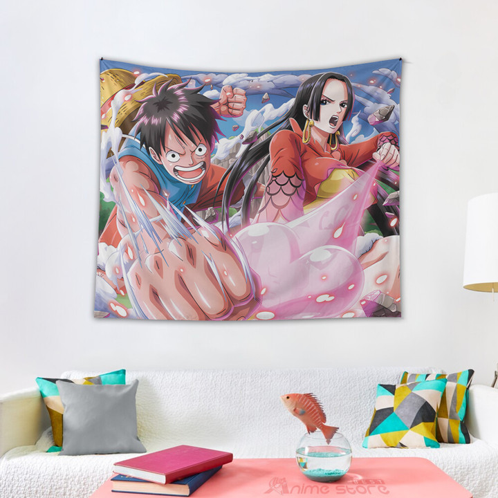 Luffy x Hancock Tapestry Custom One Piece Anime Home Decor