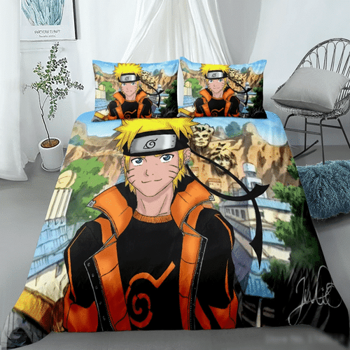 Naruto Uzumaki Konoha Village Bedding Custom Anime Bed Set