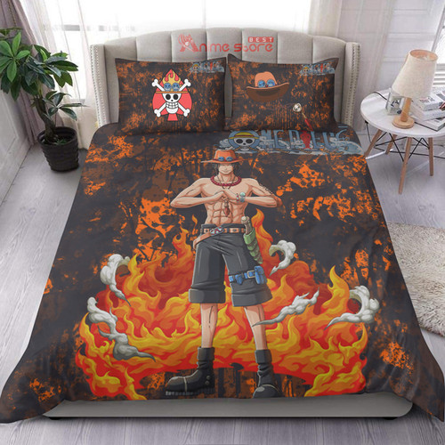 One Piece Bed Set Anime Bedroom Decor Portgas D. Ace Bedding Set