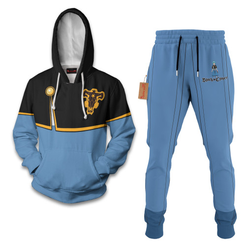 Grey Black Clover Hoodie And Jogger Set Anime Clothes