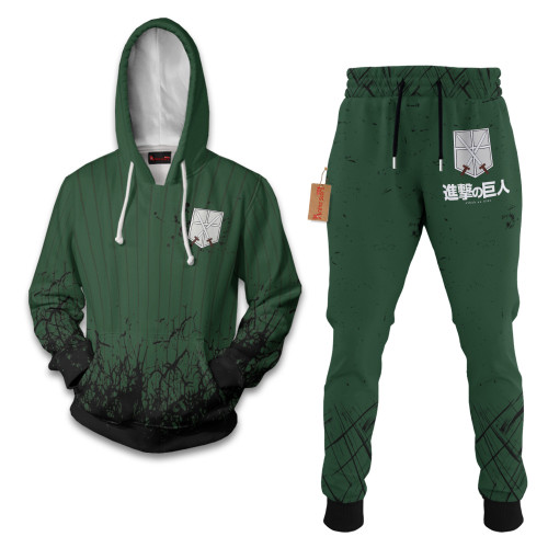 Training Corps Green Attack On Titan Hoodie And Jogger Set Anime Clothes