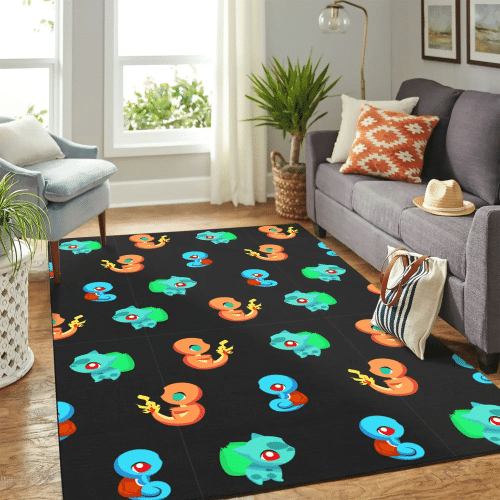 Bulbasaur Charmender Pokemon Flowers Anime Rug Custom Carpet