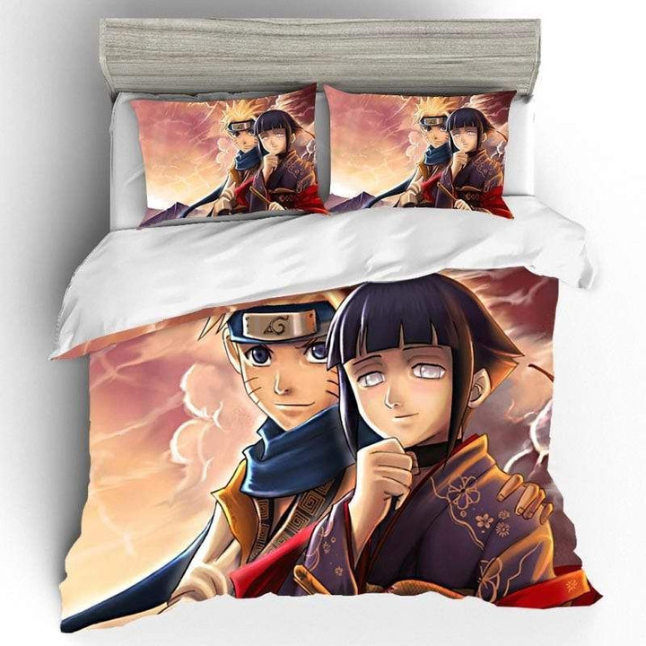 Naruto Bed Set Cute Naruto And Hinata Yukata Summer Outfit Anime Bedding