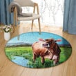 Brown Cow And Green Field DN1401037RR Round Carpet