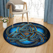 3d Celtic Blue And Gold Triquetra HM1712001TM Round Carpet