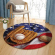 American Flag Baseball HM0110003TM Round Carpet