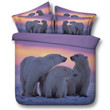 White Grey And Purple Polar Bear Print Arctic Scene Animal CLA1210499B Bedding Sets