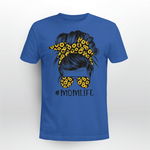 Woonistore -  Sunflowers Mom Life Messy Bun Hair Sunglasses Mothers Day T-Shirt