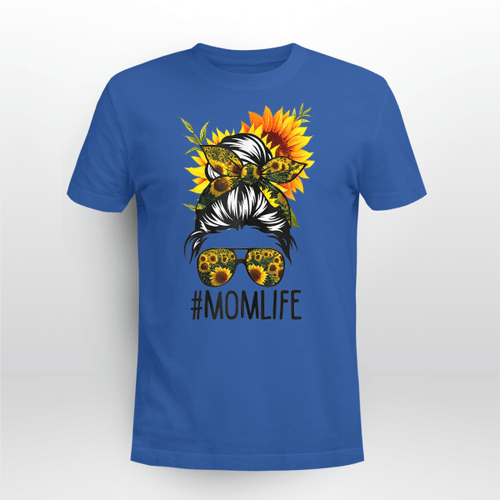 Woonistore -  Mom Life Messy Hair Bun Sunflower Women Mothers Day T-Shirt