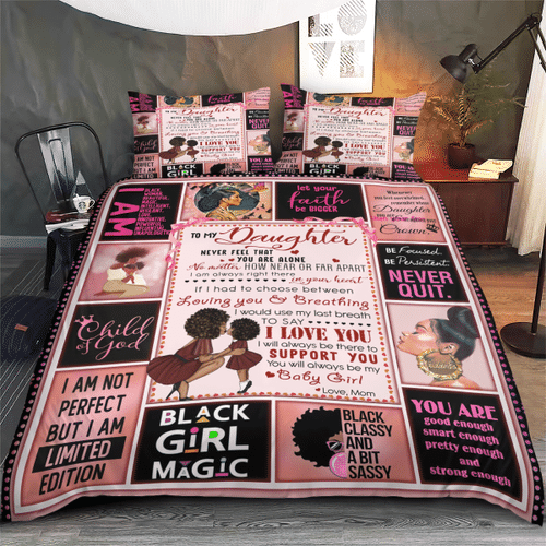 Woonistore  My Daughter I Will Always Be There to Support You Love Mom Black Woman Bedding Set W1009173 Bedroom Decor